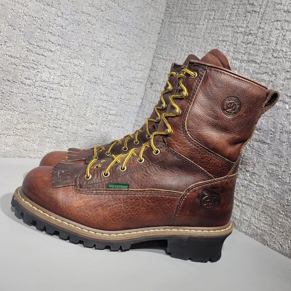 Georgia G7313 Men's Size 10M Brown Leather Steel Toe Waterproof Logger Boots - Picture 4 of 11